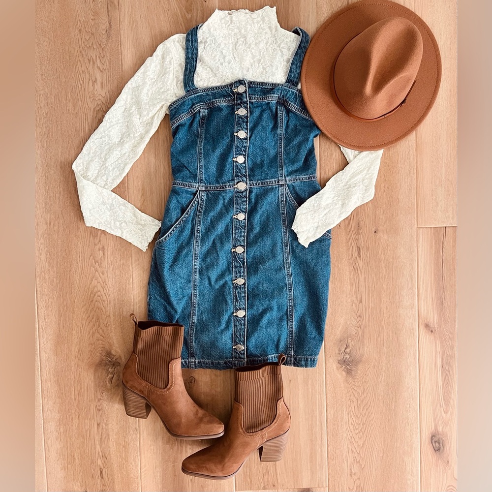 Levi’s Denim Mini Button Front Jean Dress Coastal Cowgirl Western Cottagecore - Picture 4 of 8
